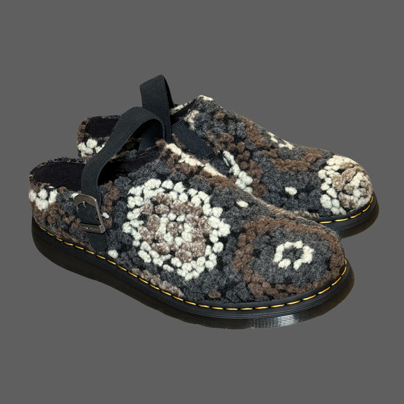 Dr. Martens Isham Crochet Wool Suede Mules in Black NWOB USM10 - Picture 4 of 9